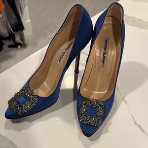 Manolo Blahnik Blue Embellished Women's Heels